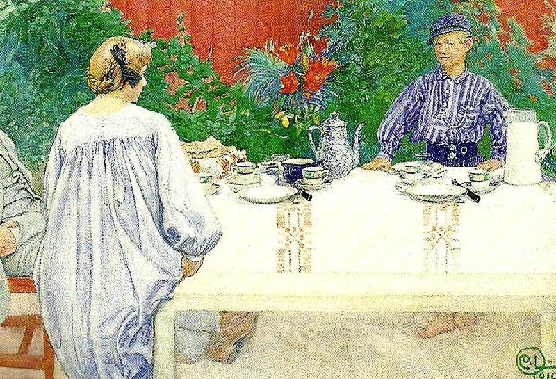 Carl Larsson vid frukostbordet oil painting image